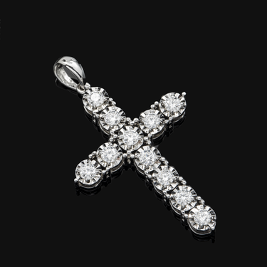 14k White Gold Lab Diamond Cross Pendant 0.75 Ctw